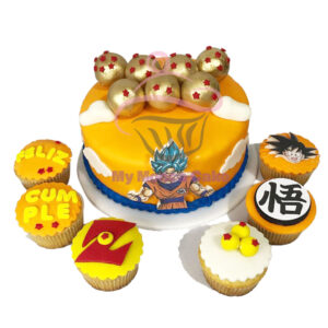 torta personalizada con cupcakes de dragon ball z